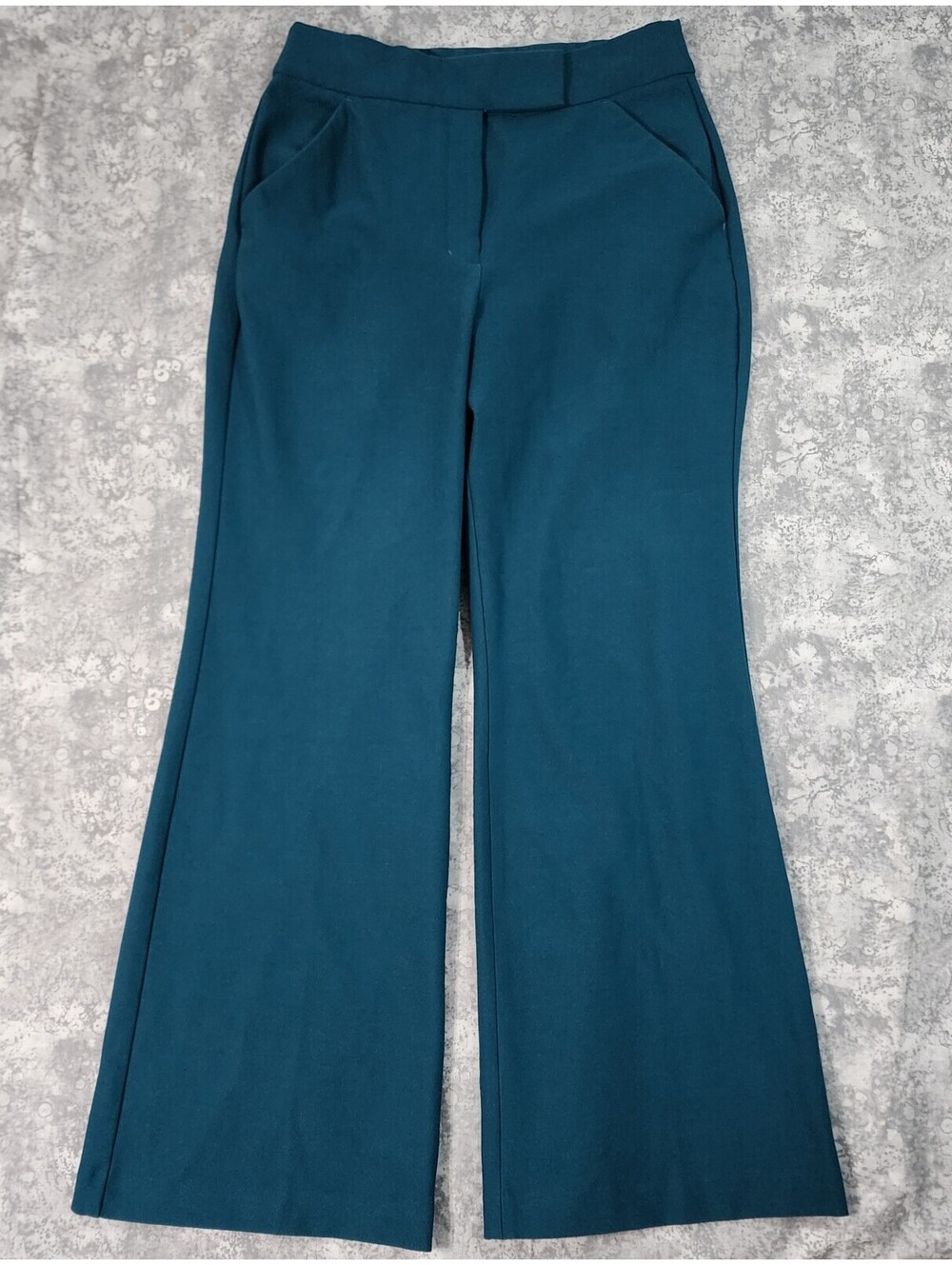 Express 10R Super Highrise Flare Teal Retro-Chic Business Casual Trousers Fall